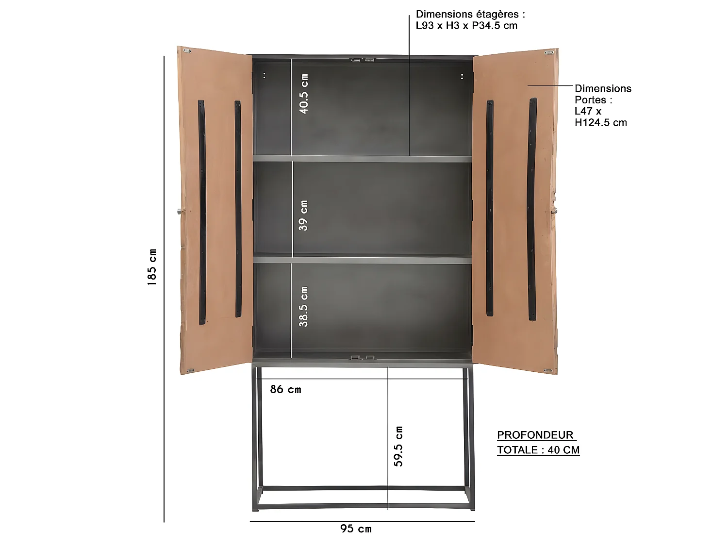 Armoire en bois d'orme Gaspard
