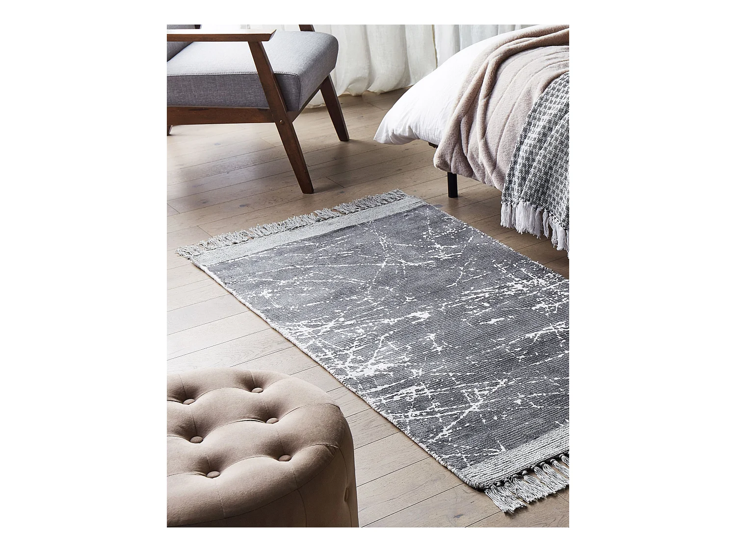 Dywan z wiskozy 80 x 150 cm szary HANLI