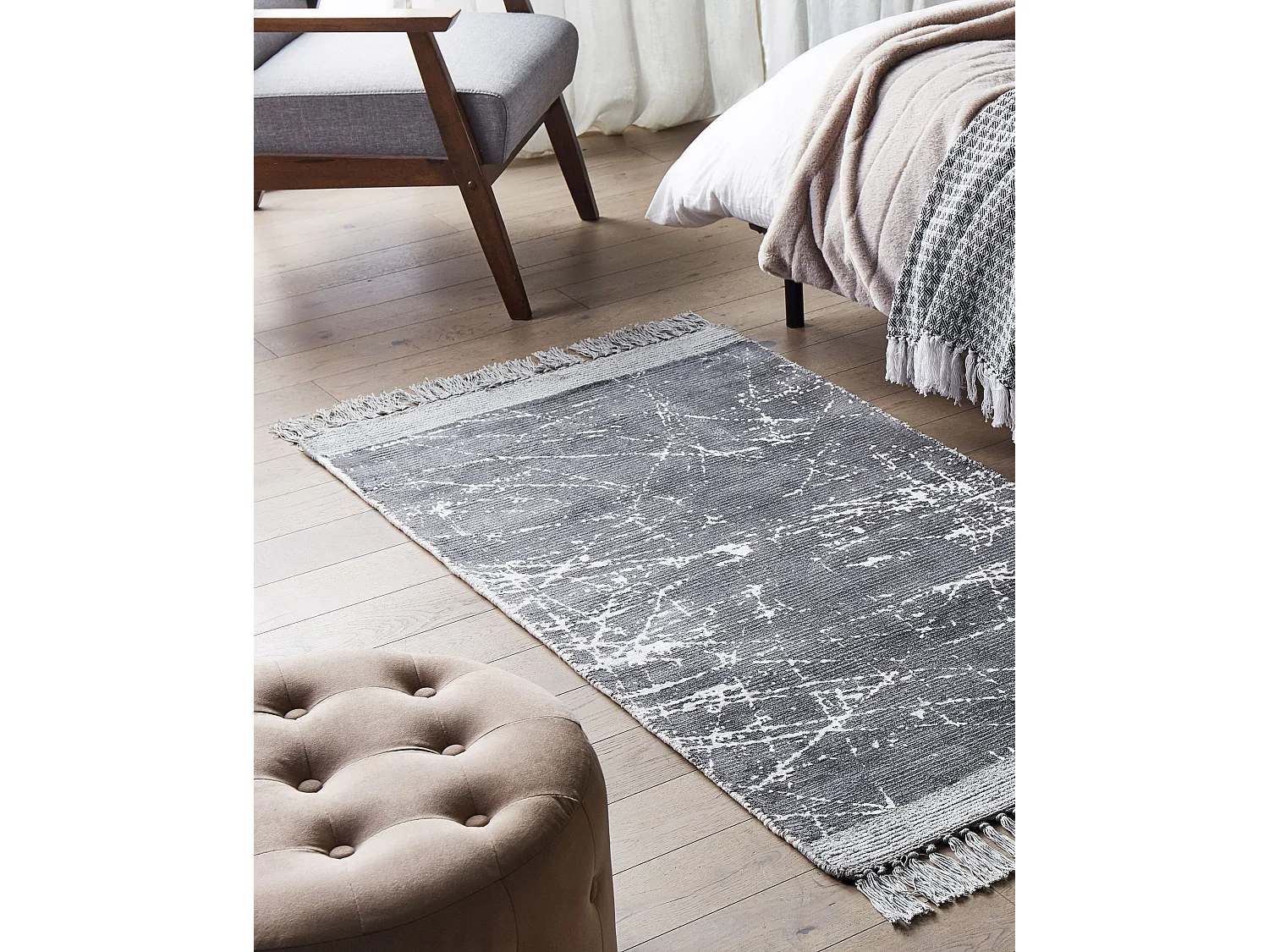 Tapis HANLI Gris 80 x 150 cm Soie artificielle
