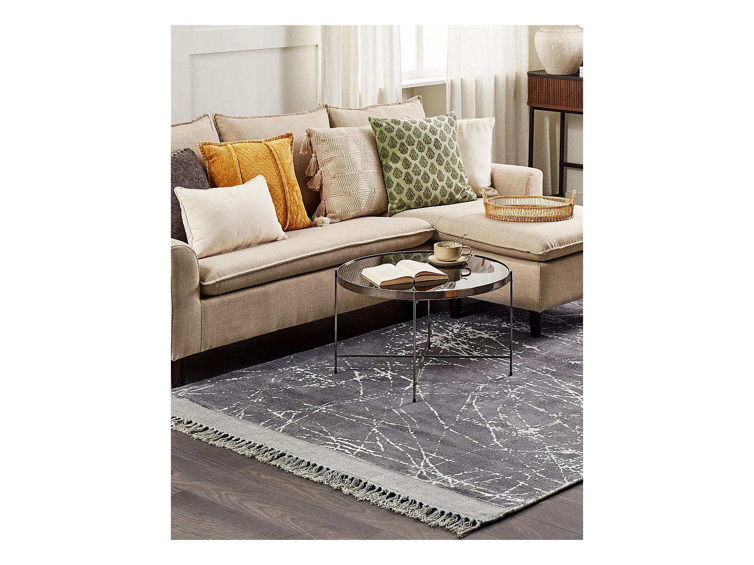 Tapis HANLI Gris 160 x 230 cm Soie artificielle