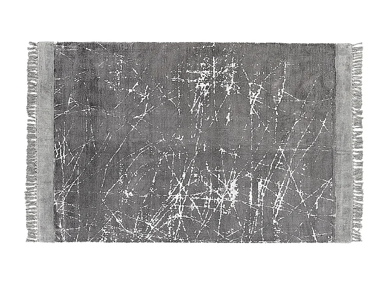 Teppich Viskose grau abstraktes Muster 140 x 200 cm rechteckig Fransen Hanli
