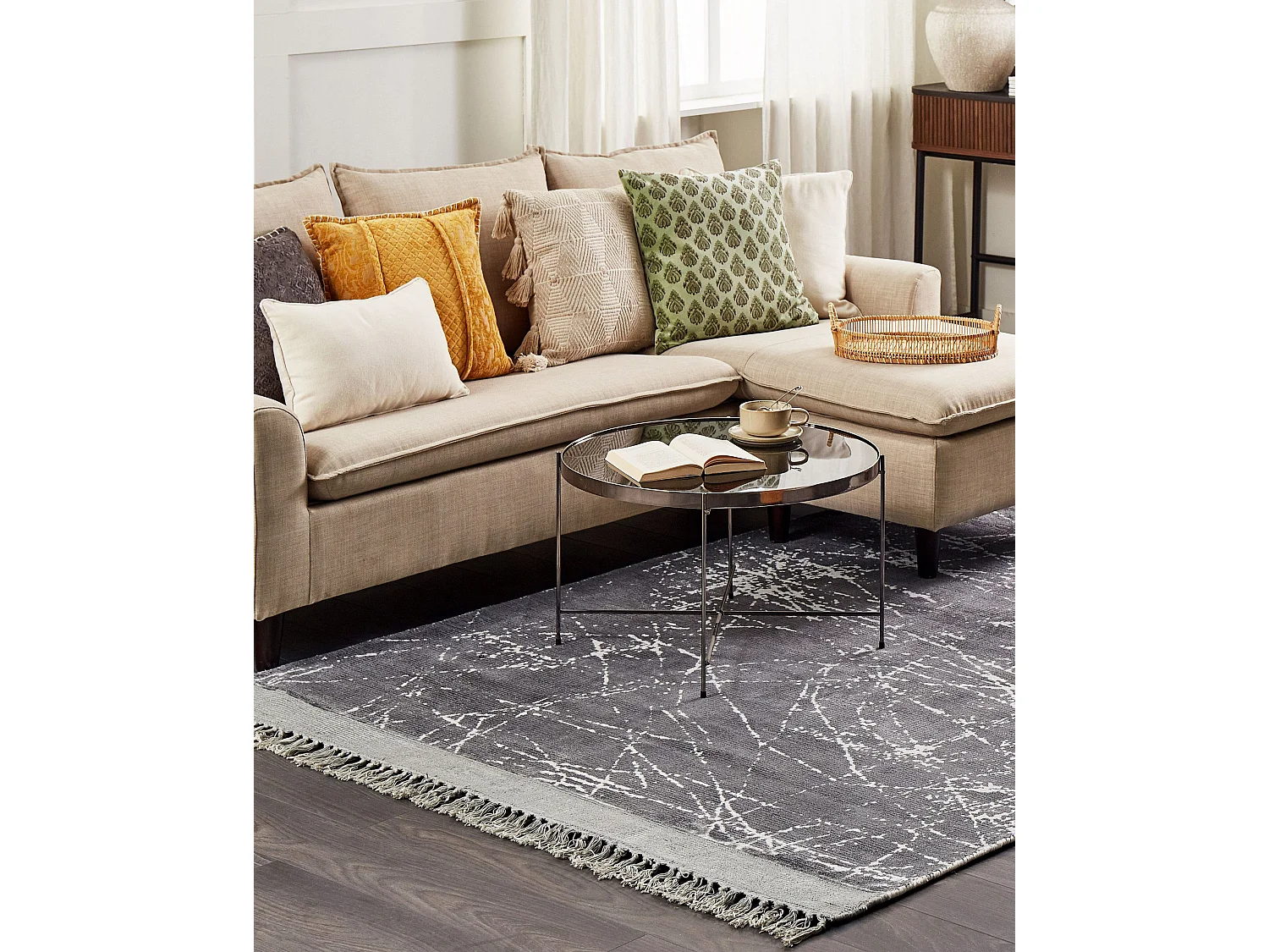 Tapis HANLI Gris 140 x 200 cm Soie artificielle