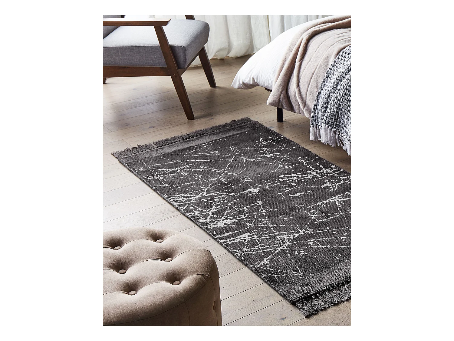 Teppich Viskose dunkelgrau abstraktes Muster 80x150 cm Hanli