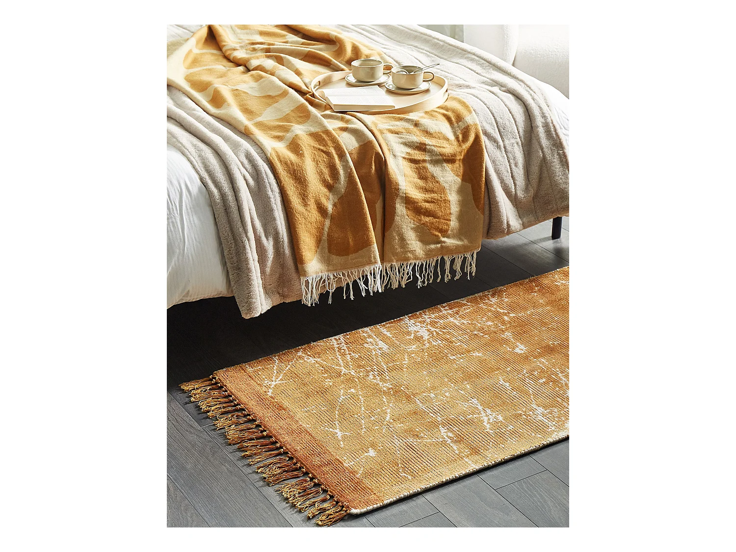 Teppich Viskose orange abstraktes Muster 80 x 150 cm Hanli