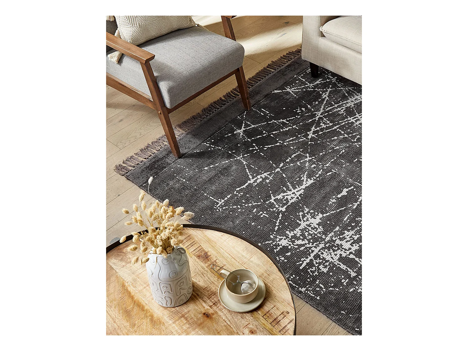 Tapete em viscose cinzento escuro 160 x 230 cm HANLI