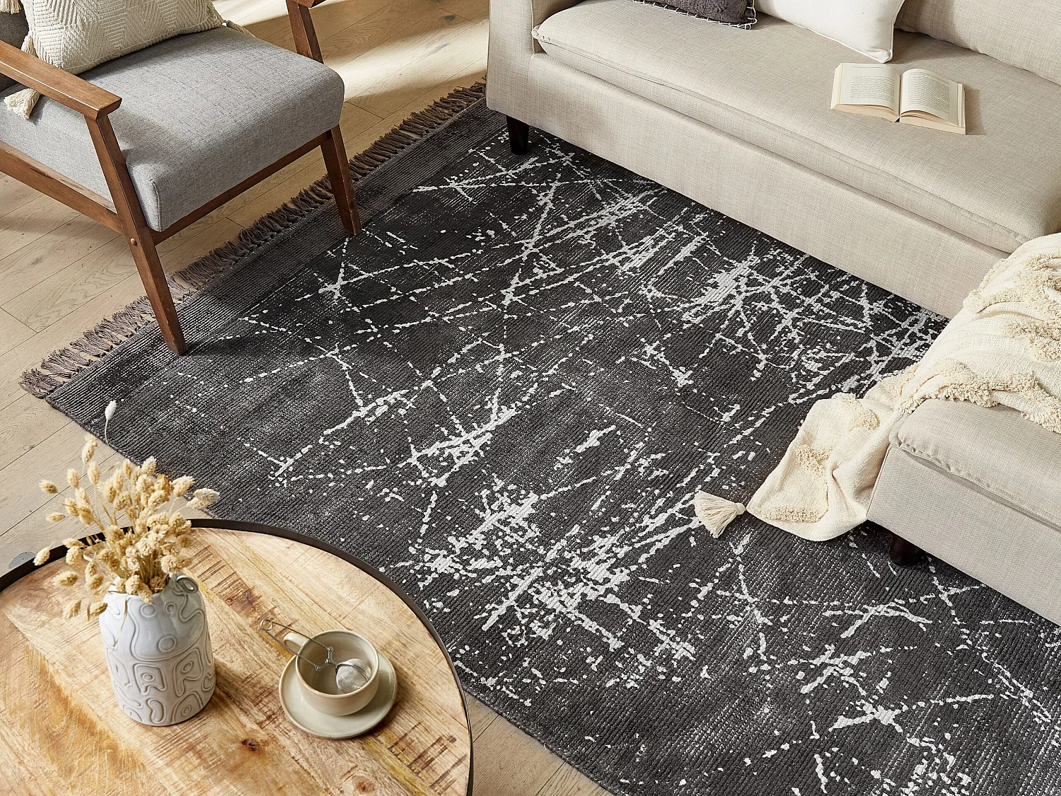 Tapete em viscose cinzento escuro 160 x 230 cm HANLI