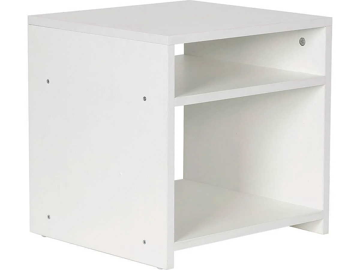 Mesa de cabeceira "York" branca com 2 nichos de armazenamento