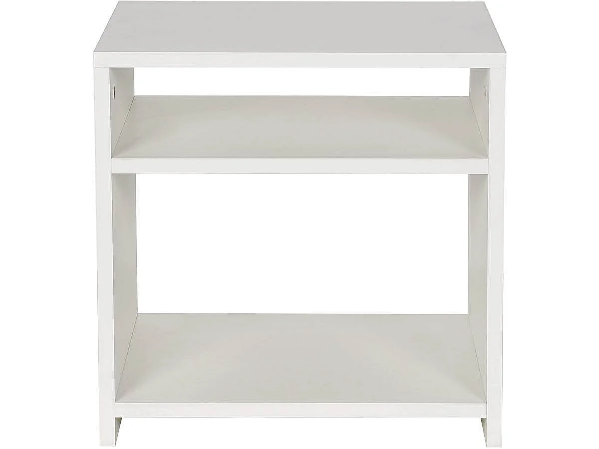 Mesa de cabeceira "York" branca com 2 nichos de armazenamento