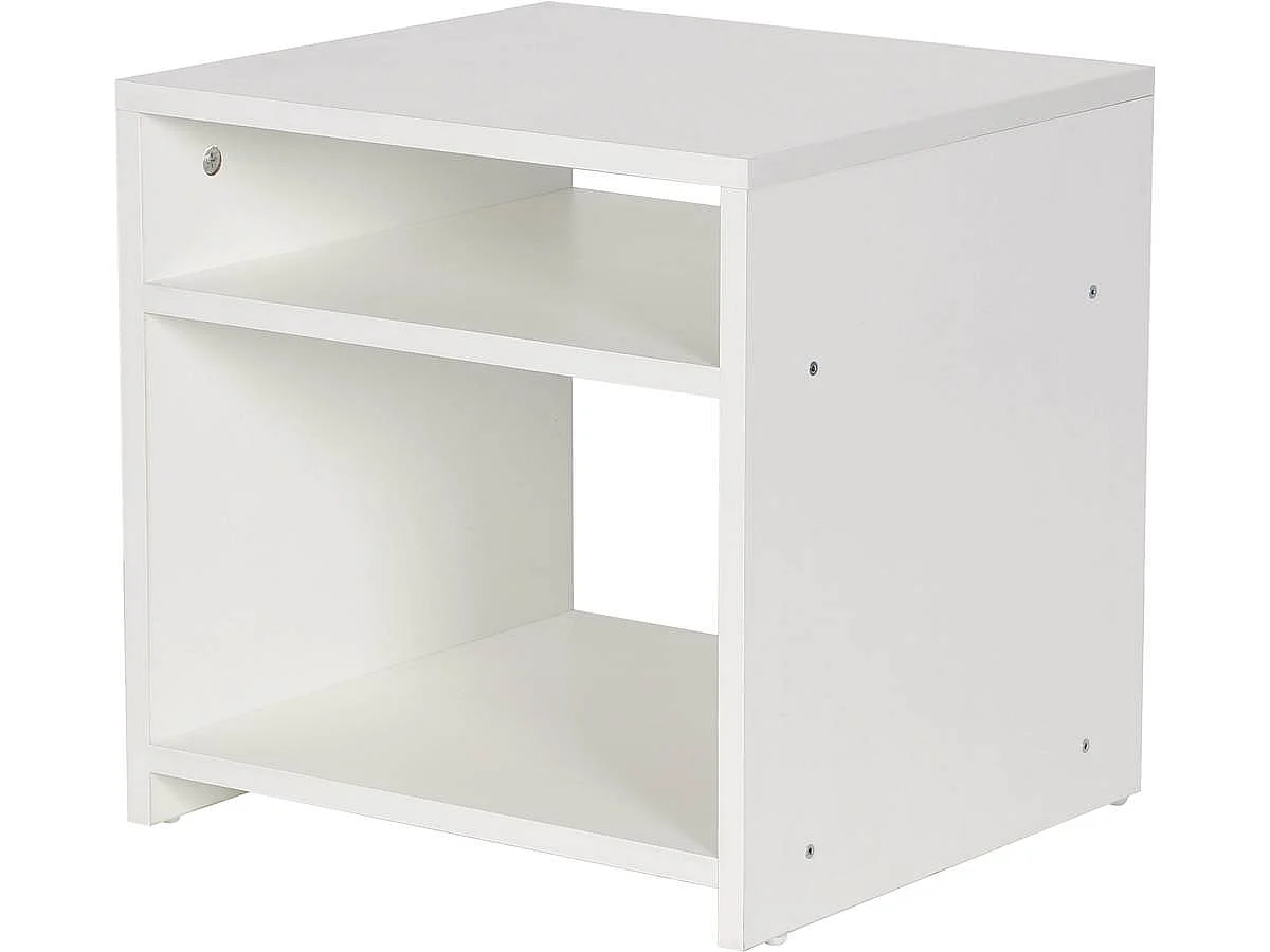 Mesa de cabeceira "York" branca com 2 nichos de armazenamento