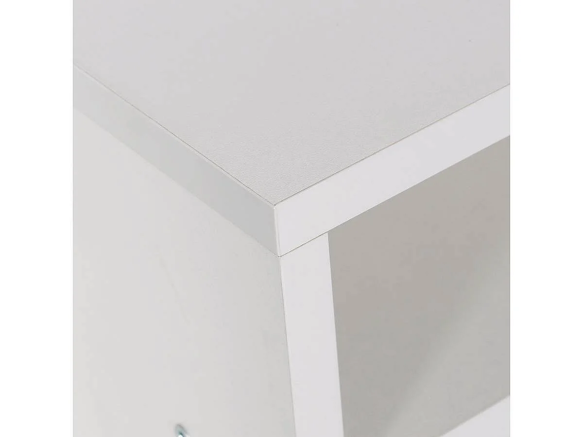 Mesa de cabeceira "York" branca com 2 nichos de armazenamento