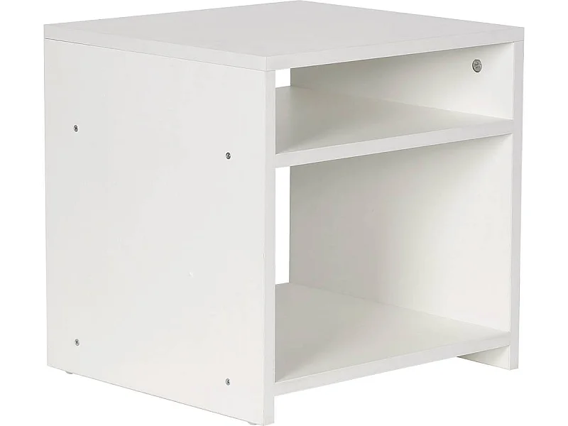 Mesa de cabeceira "York" branca com 2 nichos de armazenamento