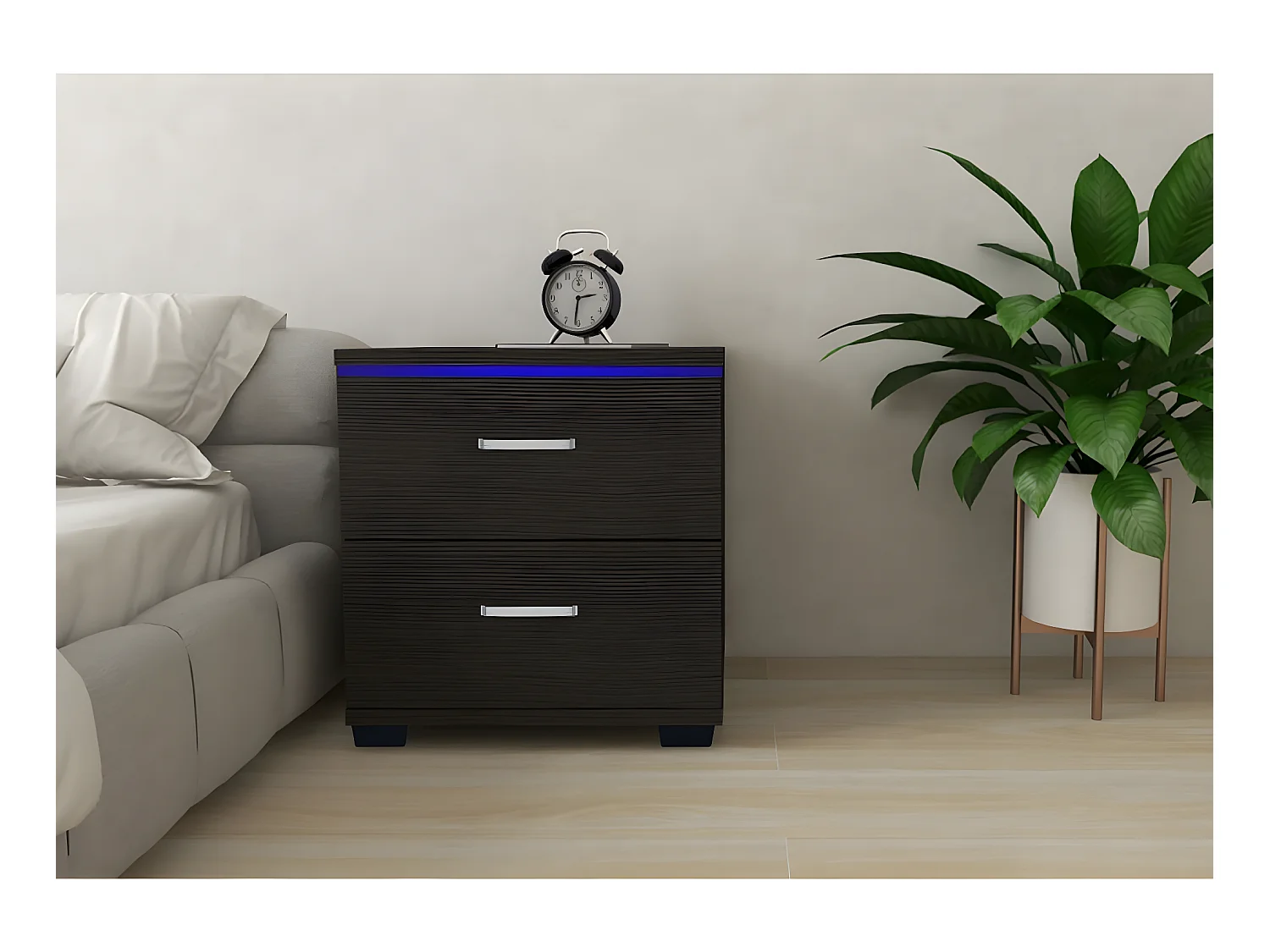 Chevet LED "Karina" - 41 x 38 x 41.5 cm - Noir