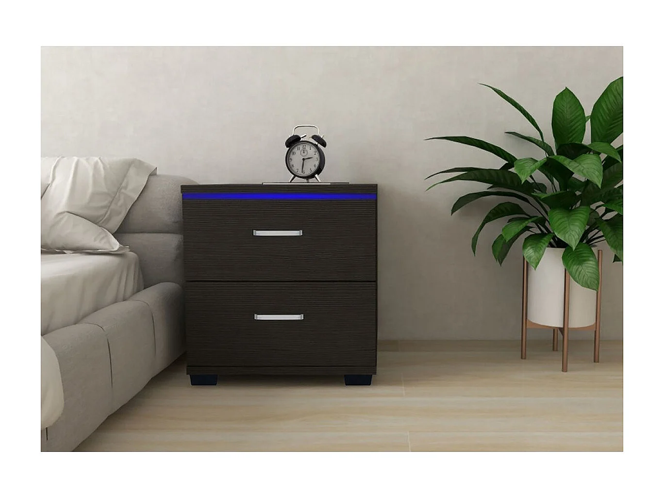 Chevet LED "Karina" - 41 x 38 x 41.5 cm - Noir