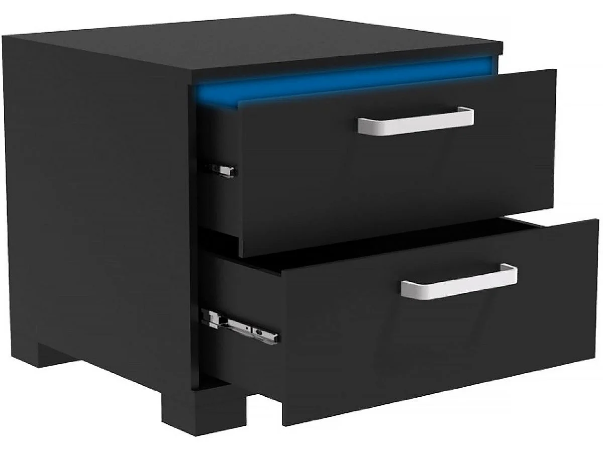 Mesita de noche LED "Karina" - 41 x 38 x 41,5 cm - Tablero de partículas - Negro