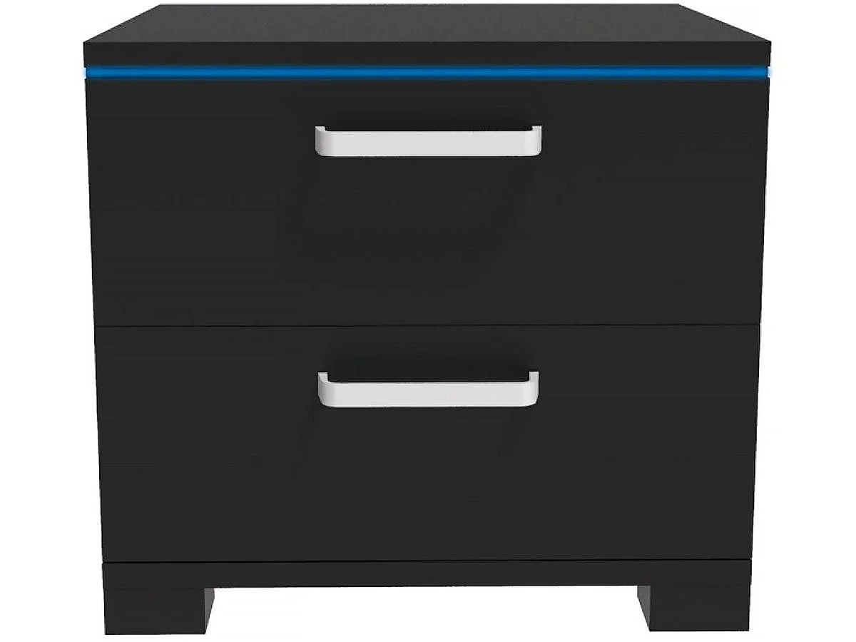 Mesita de noche LED "Karina" - 41 x 38 x 41,5 cm - Tablero de partículas - Negro