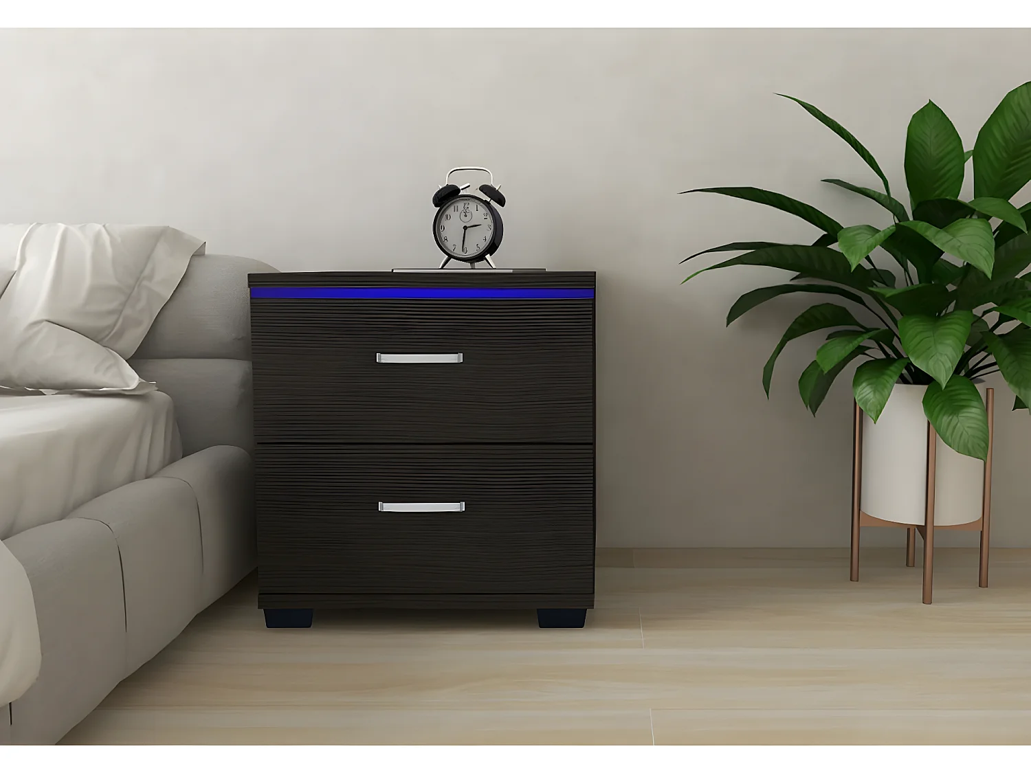 Chevet LED "Karina" - 41 x 38 x 41.5 cm - Noir