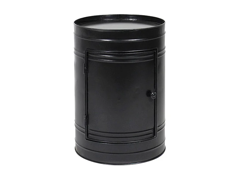 Table de chevet bidon en métal noir Meryl