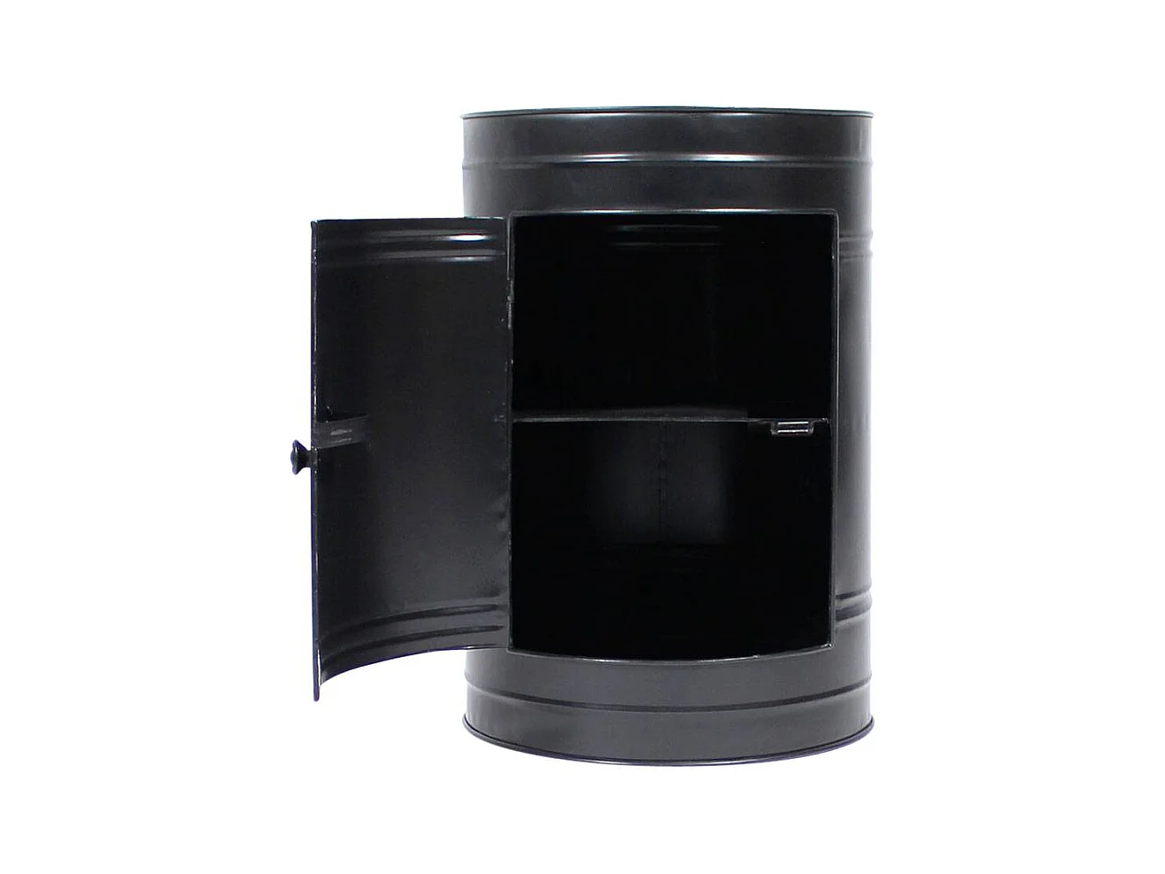 Table de chevet bidon en métal noir Meryl