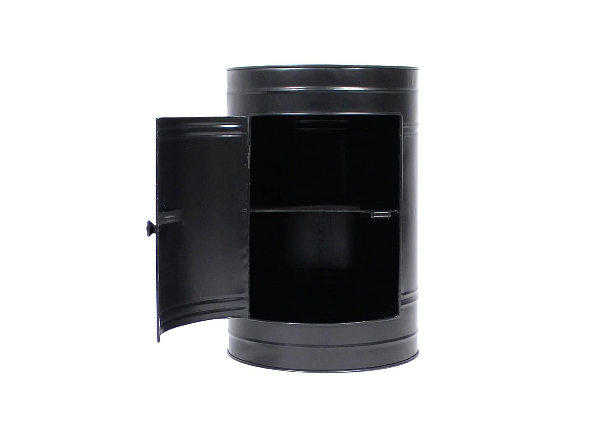 Table de chevet bidon en métal noir Meryl