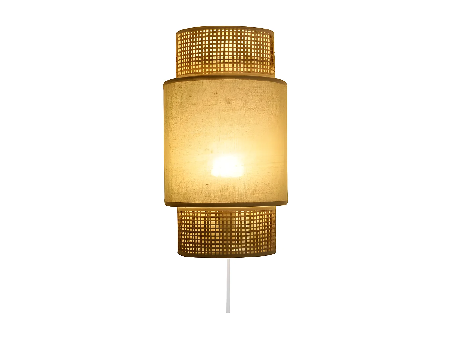 Applique incurvée rotin et tissu beige Ostaria