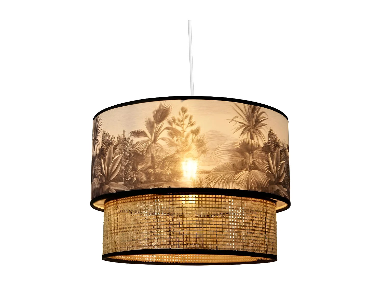 Suspension gigogne rotin et tissu Ombrage Ostaria