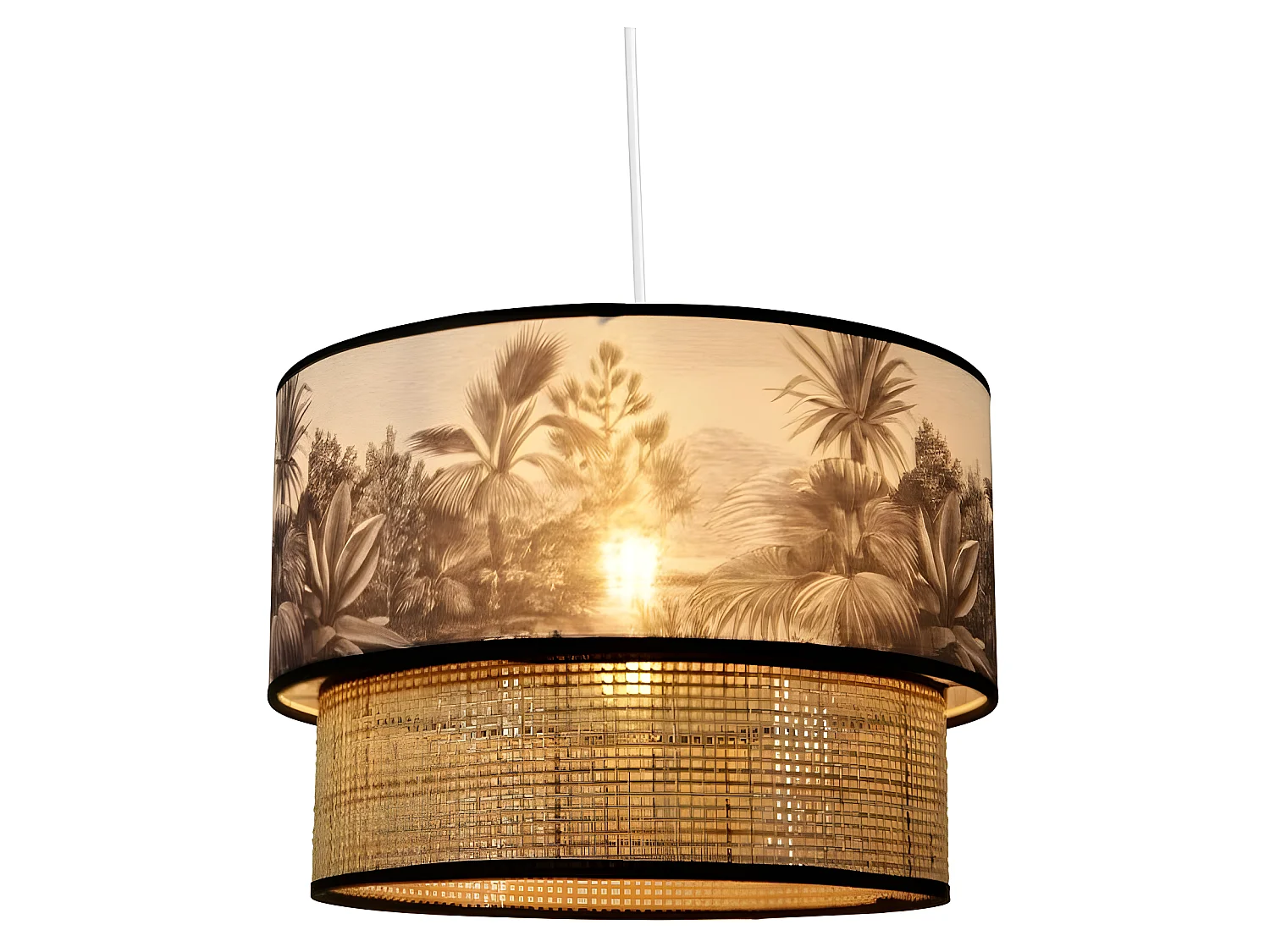 Suspension gigogne rotin et tissu Ombrage Ostaria