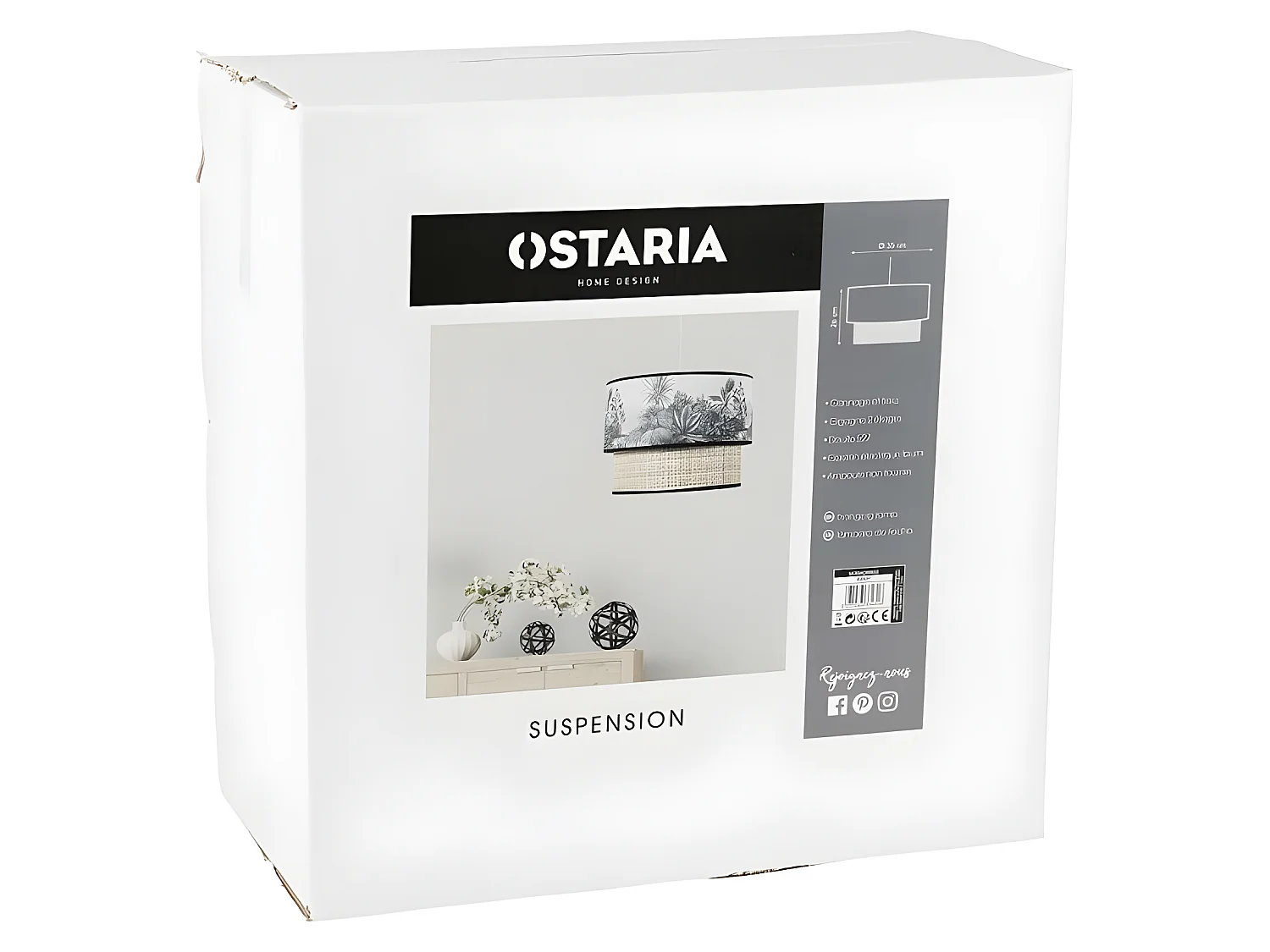 Suspension gigogne rotin et tissu Ombrage Ostaria