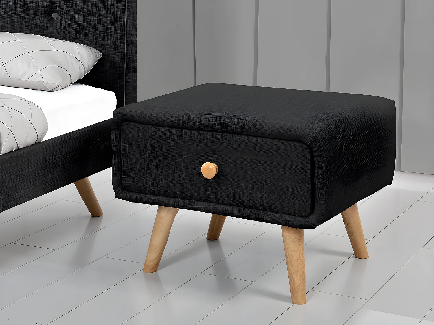 NACHTTISCH LARA - 52 X 45 X 40 CM - SCHWARZ