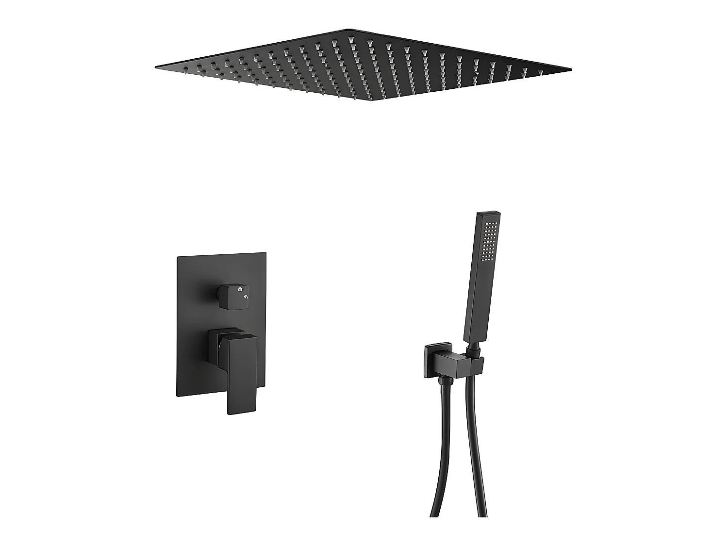 Conjunto de ducha empotrada a ras de techo ACTON negro mate