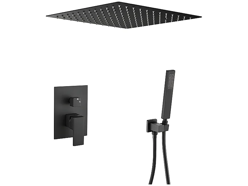 Conjunto de ducha empotrada a ras de techo ACTON negro mate