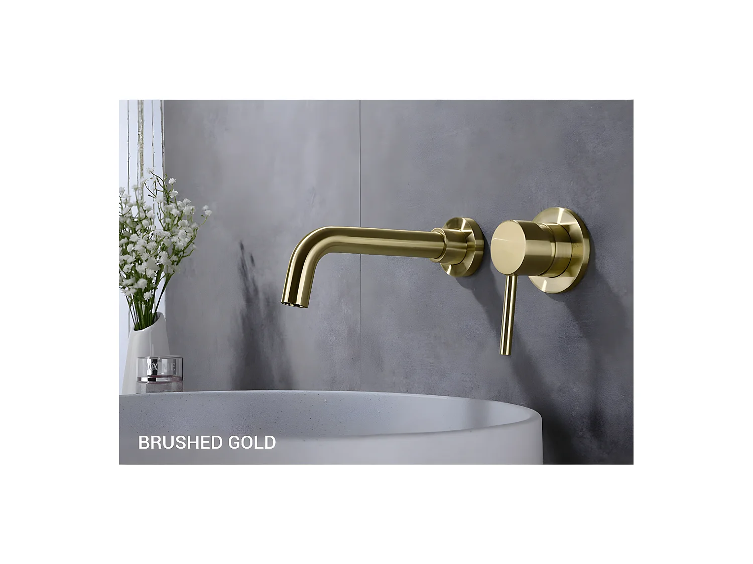 Grifo lavabo empotrado monomando largo CAIMAN oro cepillado Dorado