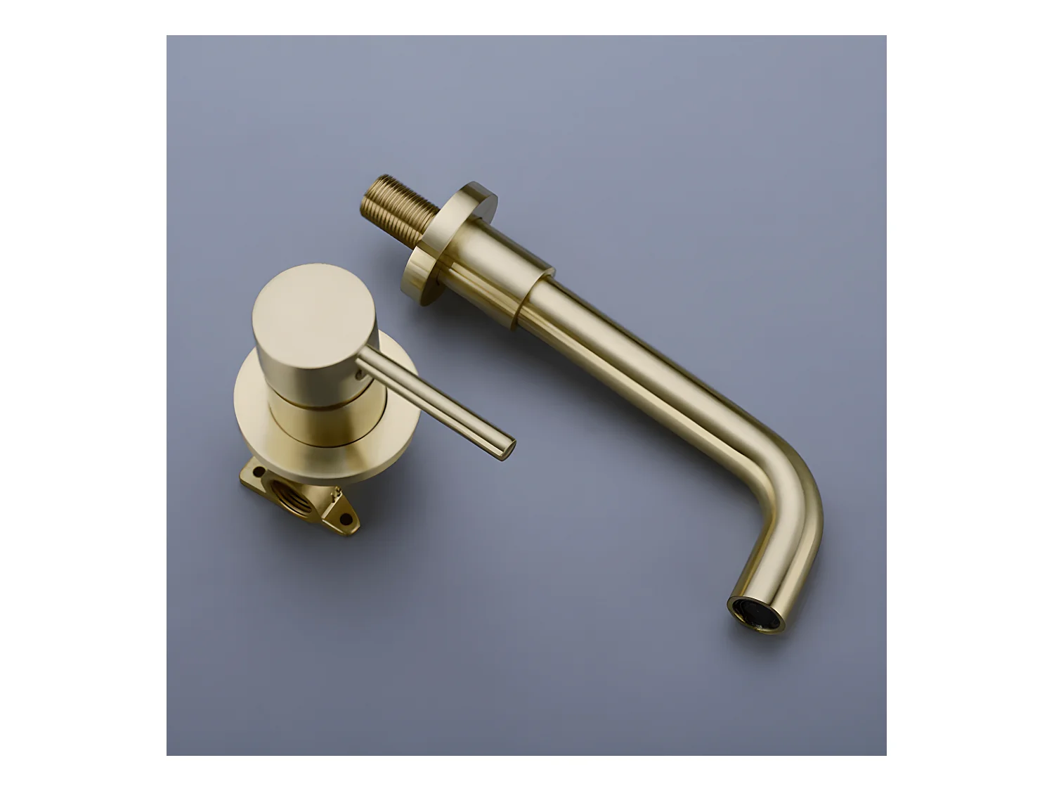 Grifo lavabo empotrado monomando largo CAIMAN oro cepillado Dorado