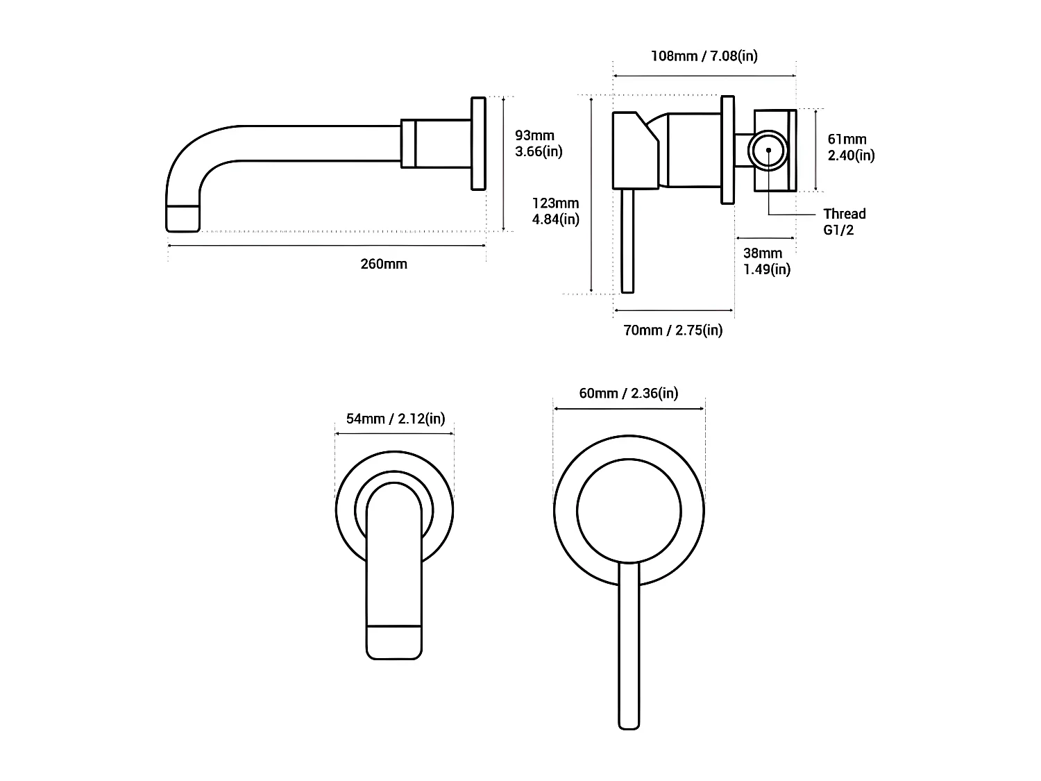 Grifo lavabo empotrado monomando largo CAIMAN oro cepillado Dorado
