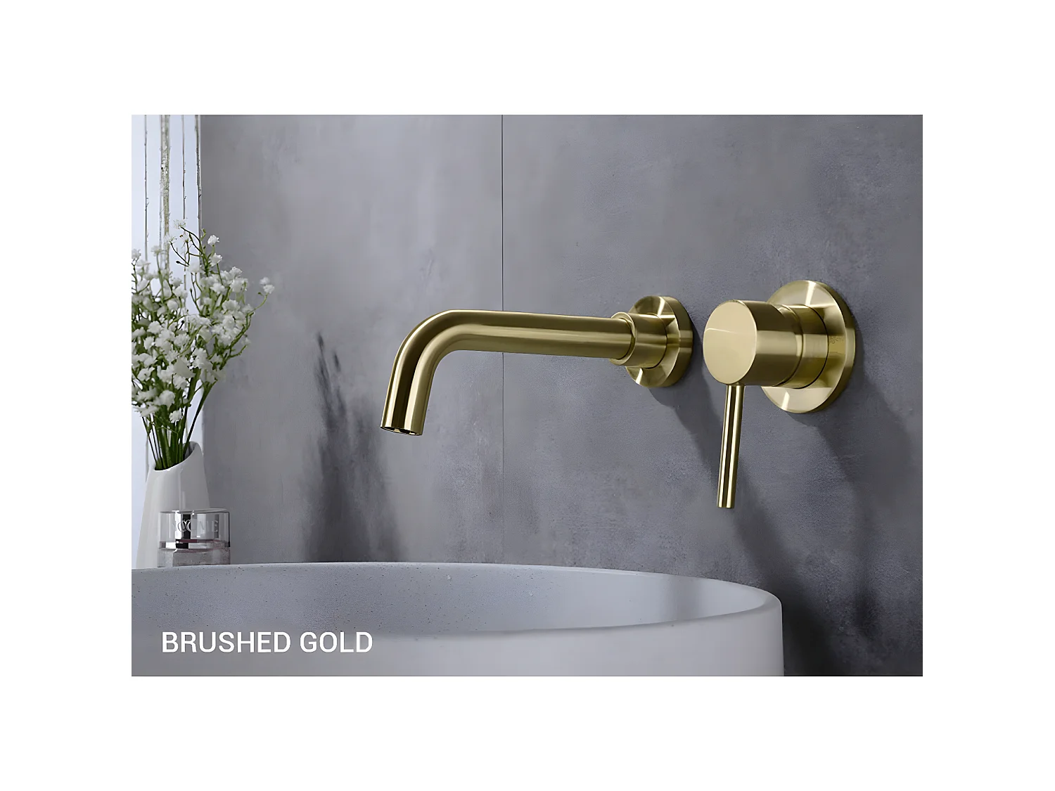 Grifo lavabo empotrado monomando largo CAIMAN oro cepillado Dorado