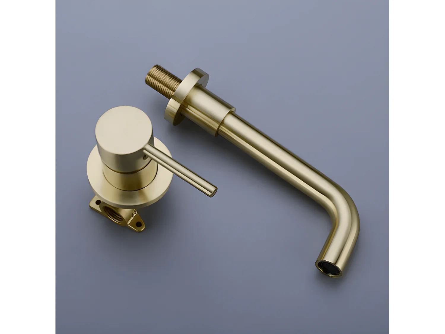 Grifo lavabo empotrado monomando largo CAIMAN oro cepillado Dorado