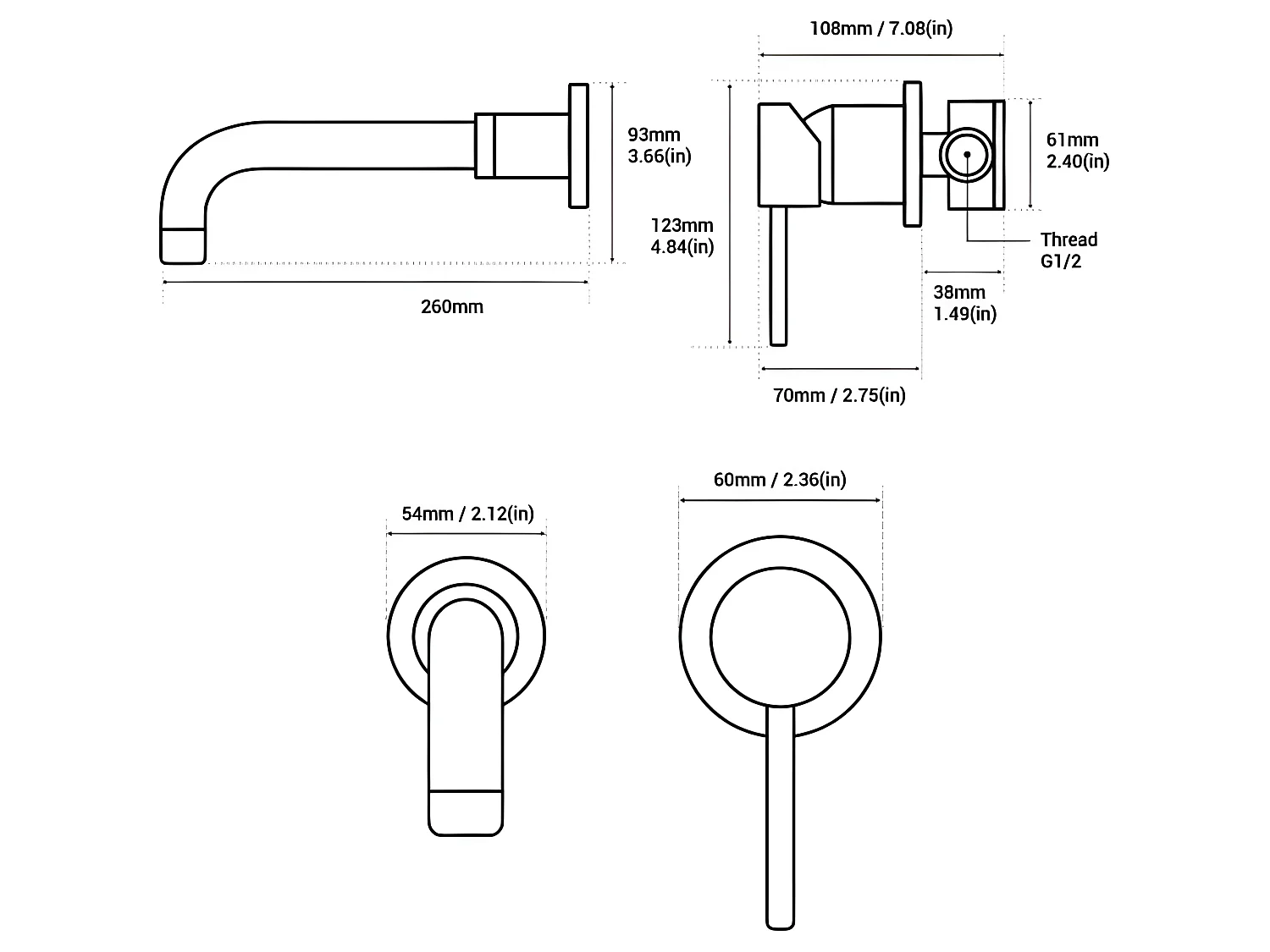 Grifo lavabo empotrado monomando largo CAIMAN oro cepillado Dorado