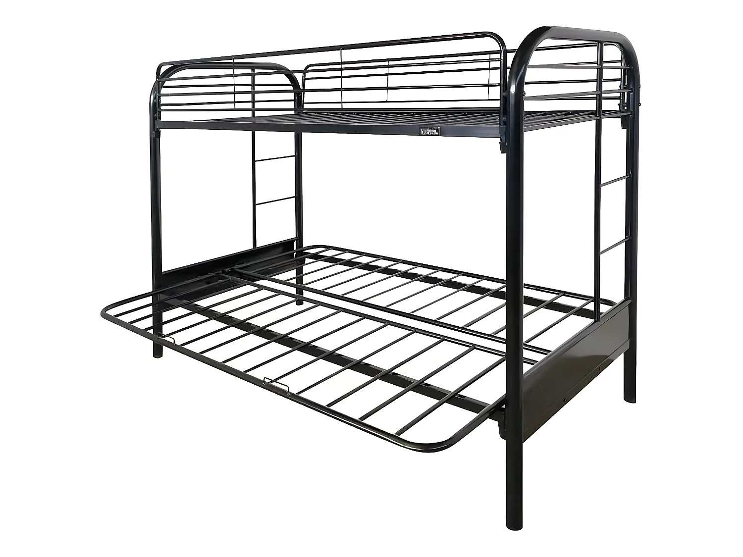 Cama alta "POLO" em aço preto - 90 x 190 cm - 2 camas