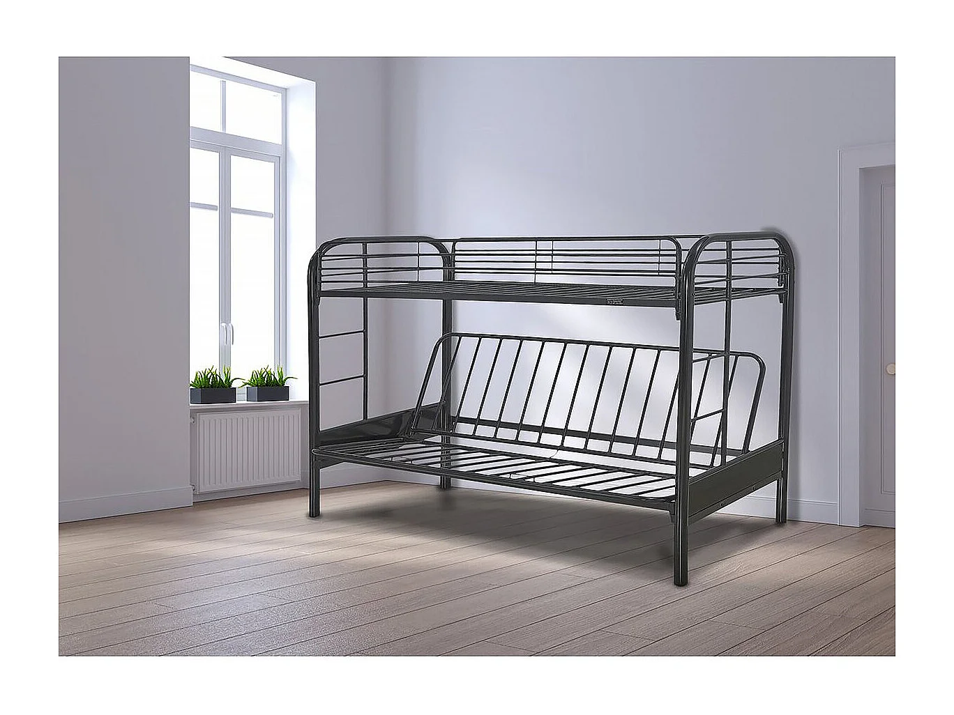 Cama mezanino "POLO" - 90 x 190 cm - Preto