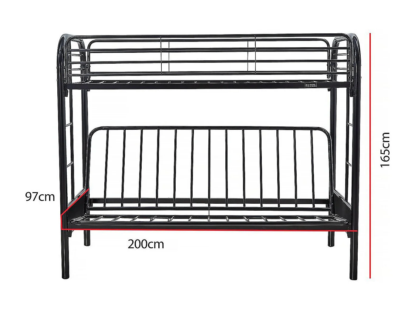 Cama mezanino "POLO" - 90 x 190 cm - Preto