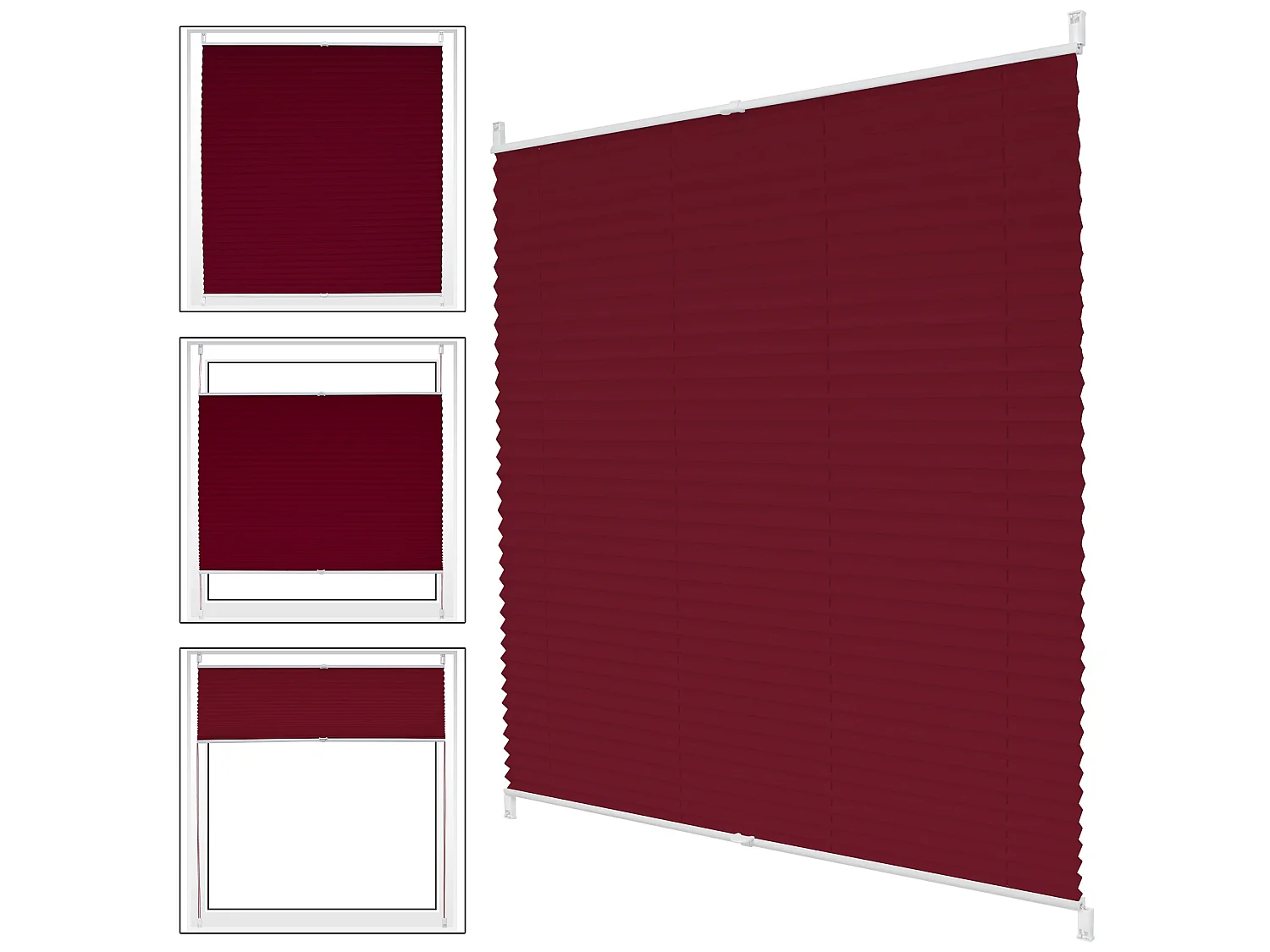 Cortinas plisadas burdeos, 100x200 cm, incl. material de fijación ECD Germany