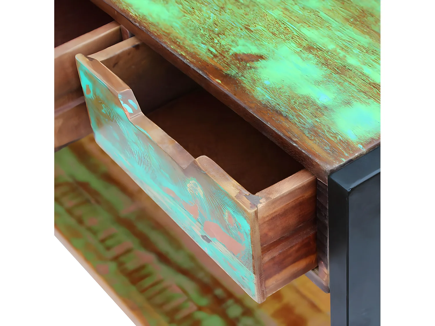 Buffet bahut armoire console meuble de rangement 3 tiroirs bois de récupération massif 4402007