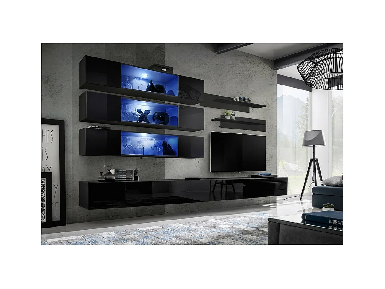 Hängemöbel-Set mit LED aus der Kollektion FLY J3. Farbe Schwarz.