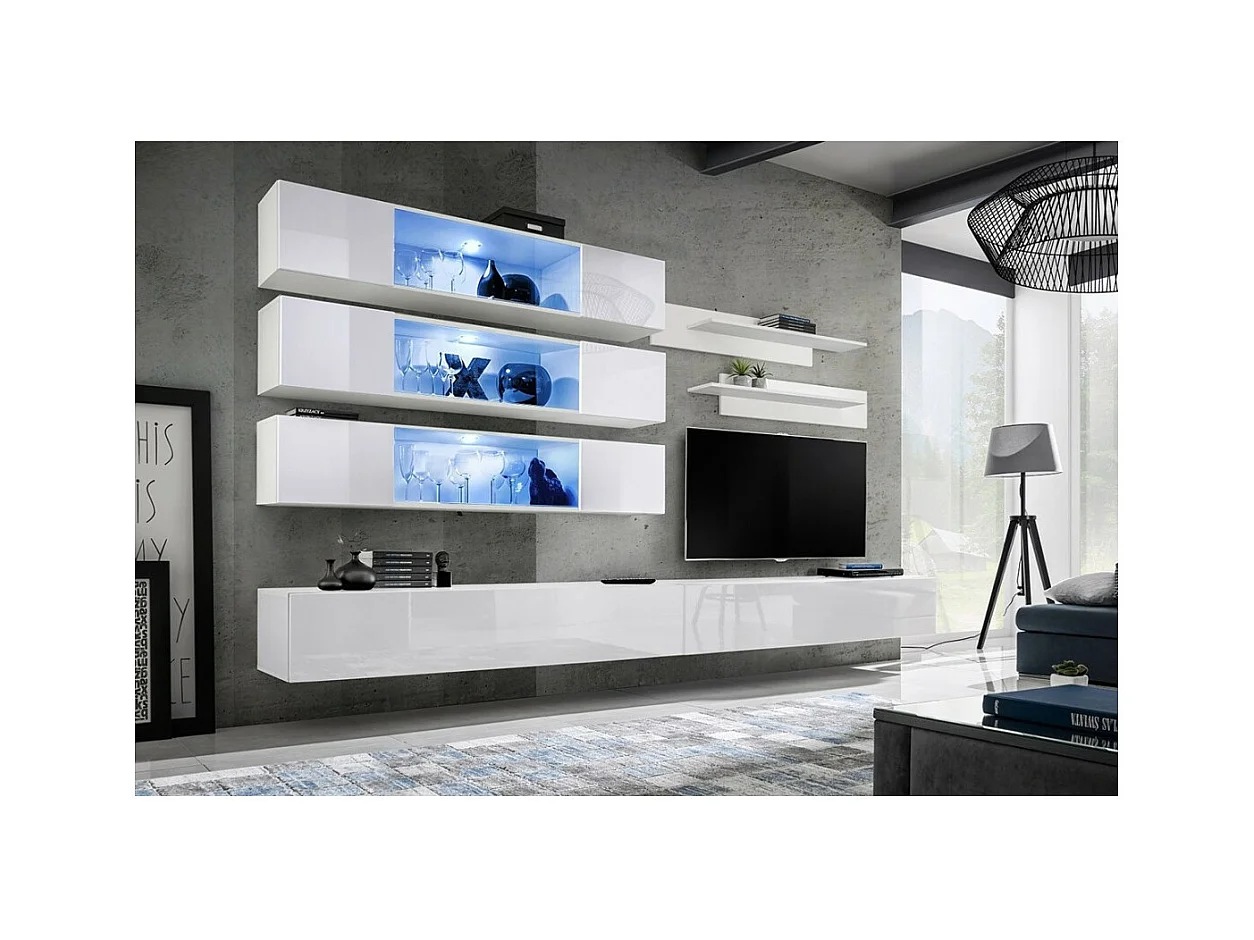 Conjunto de móveis suspensos com LEDs da coleção FLY J3. Cor branca.