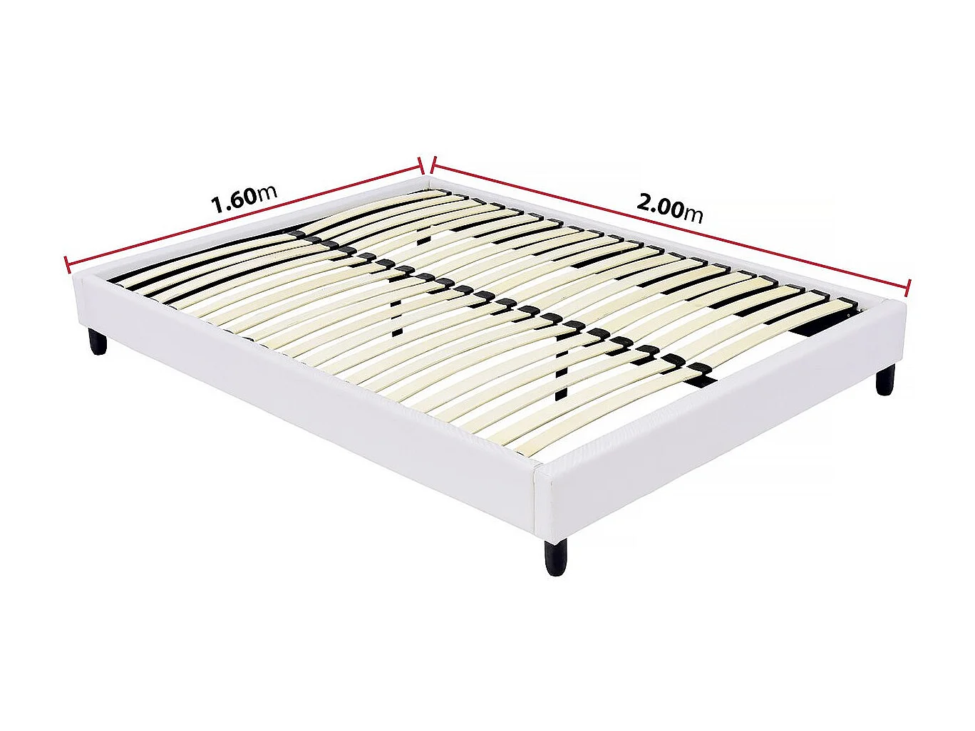 Bed bedframe met lattenbodem - 160 x 200 cm - 20 latten - Wit