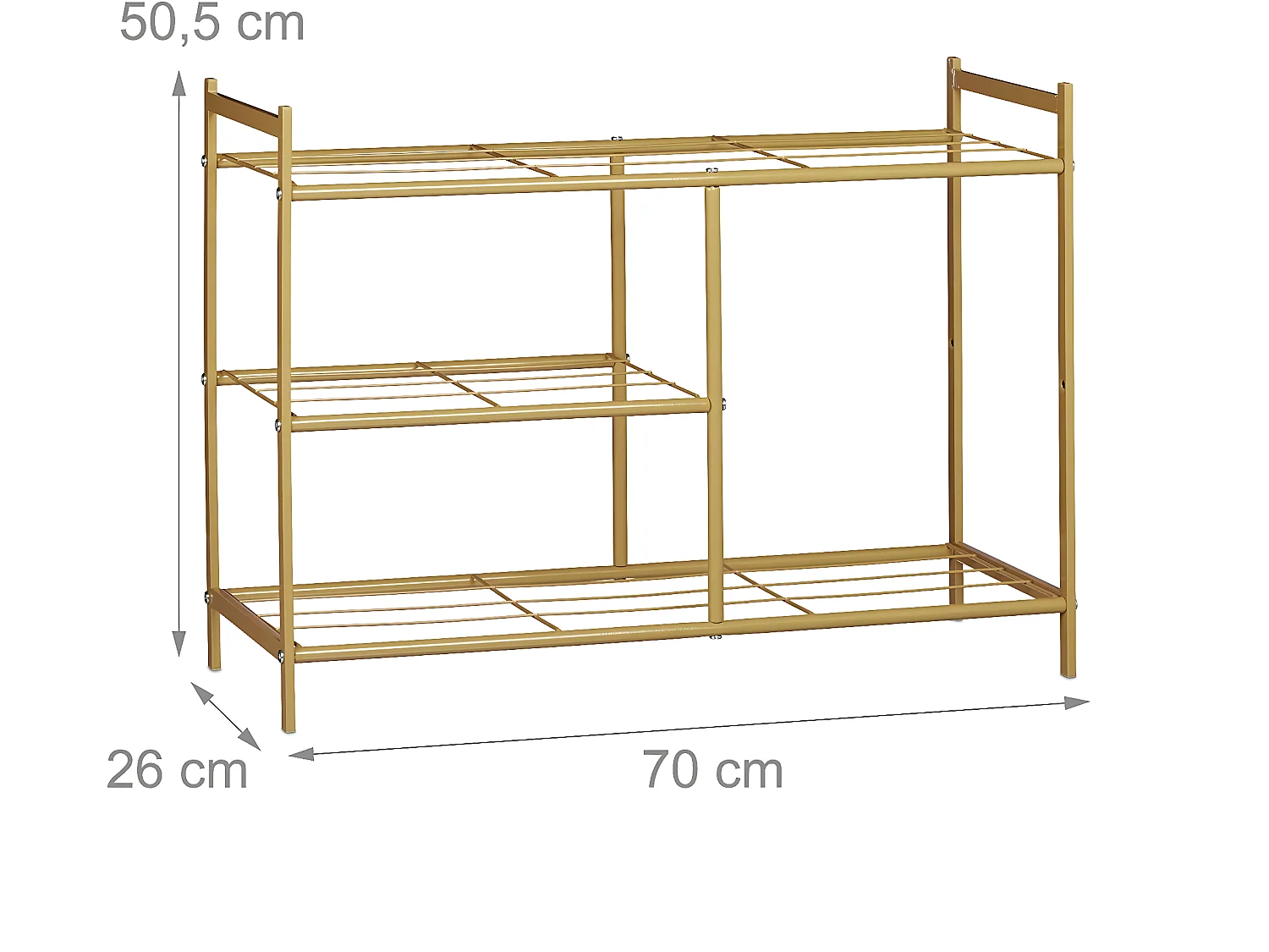 Meuble à chaussures 3 étagères rangement métal pour 8 paires avec poignées marron clair 13_0001640_2