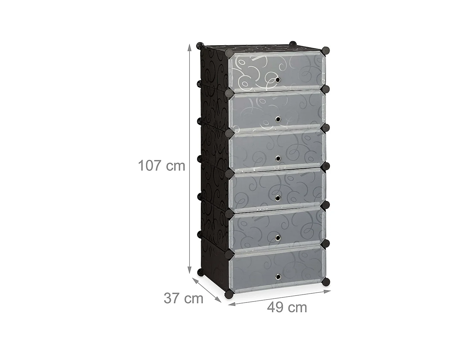 Armoire étagère meubles à noire 49 x 37 x 107 cm 13_0001661_3