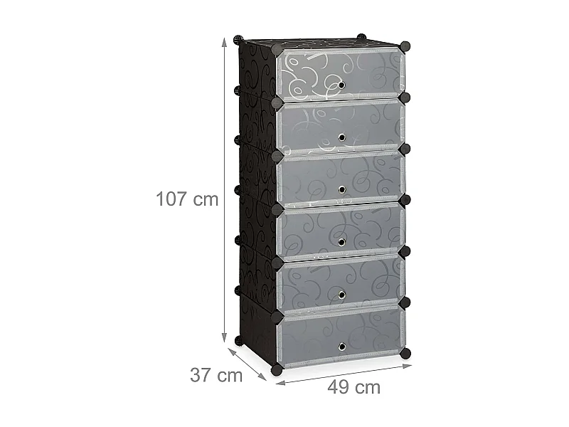 Armario estante mueble zapatero almacenamiento de plástico zapatos modulares 12 pares negro 13_0001661_3