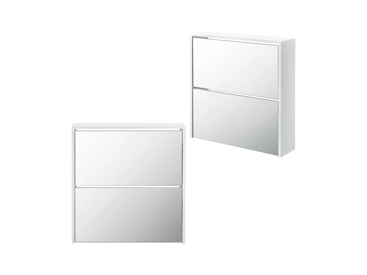 Sapateira para armazenamento de sapatos para 6 pares de sapatos 2 superfícies de armazenamento em MDF espelhado 67 x 63 x 17cm branco 03_0002839