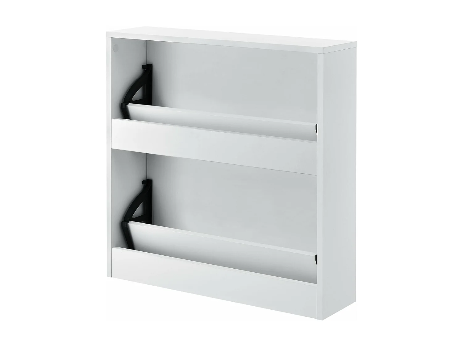 Scarpiera portascarpe per 6 paia di scarpe 2 superfici di appoggio in MDF a specchio 67 x 63 x 17 cm bianco 03_0002839