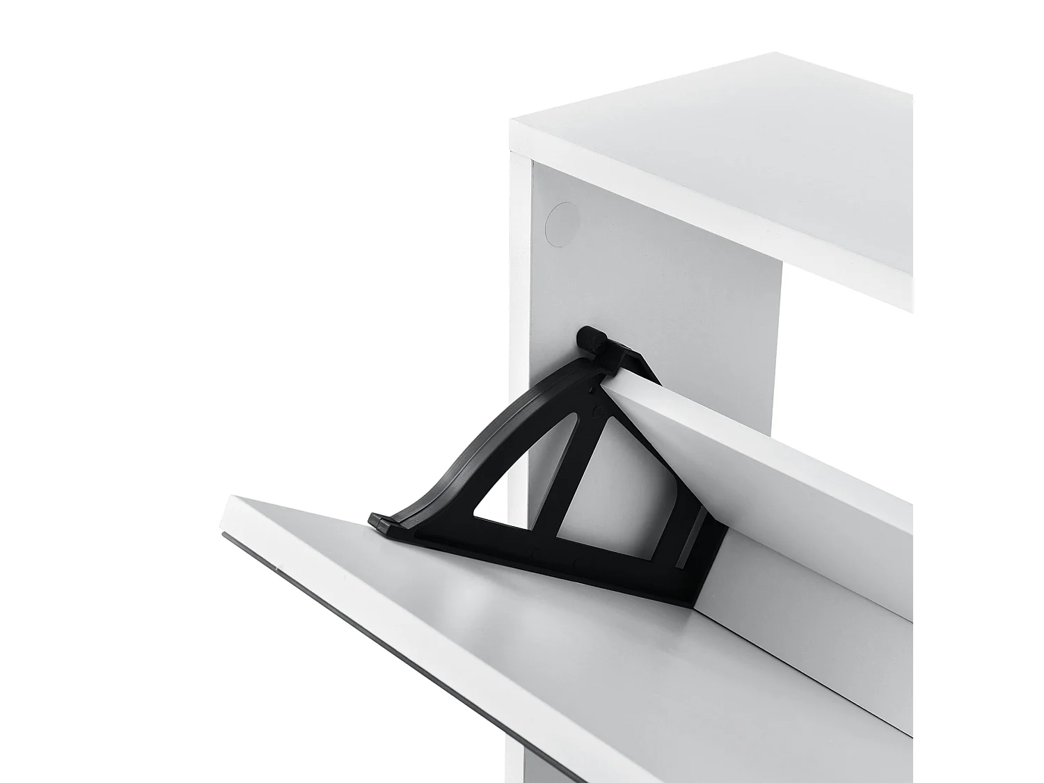 Scarpiera portascarpe per 6 paia di scarpe 2 superfici di appoggio in MDF a specchio 67 x 63 x 17 cm bianco 03_0002839